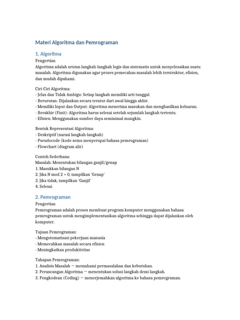 Algoritma dan Pemrograman Dasar | PDF