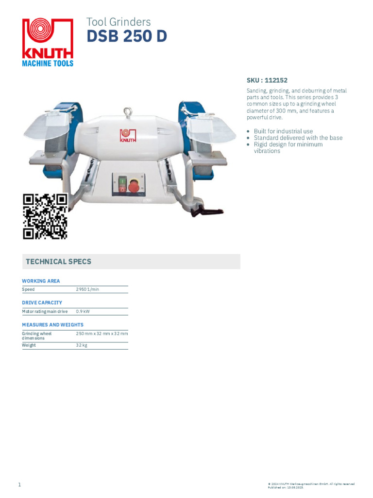 Industrial Tool Grinder DSB 250 D | PDF