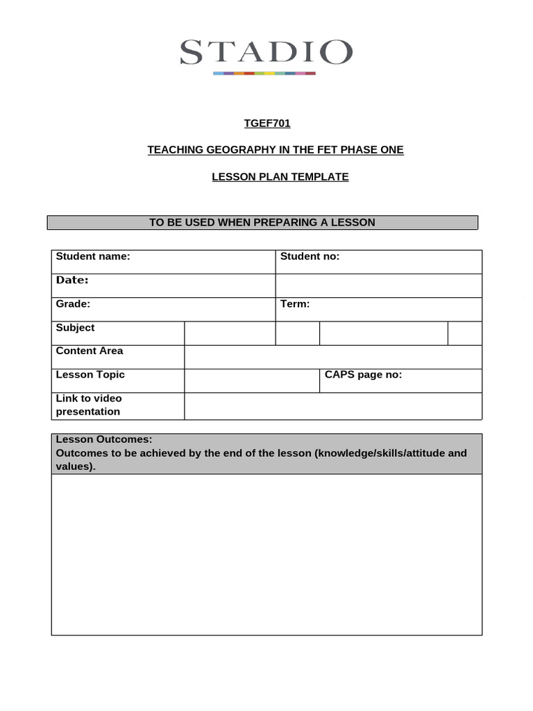 Geography Lesson Plan Template | PDF