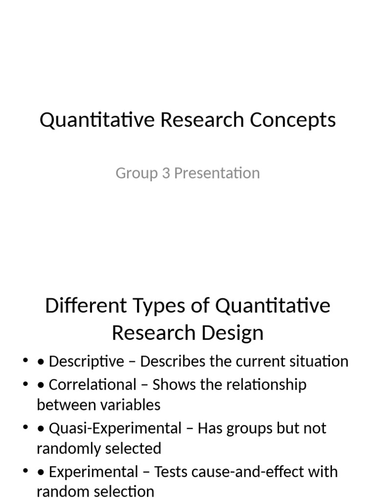 Types of Quantitative Research Designs | PDF