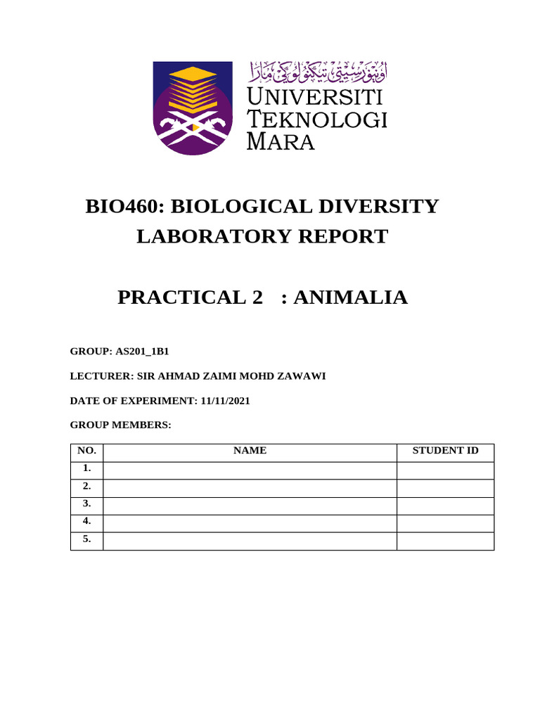Animalia Dissection Lab Report | PDF