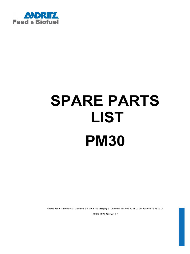 PM30 Spare Parts Ordering Guide | PDF | Belt (Mechanical) | Valve