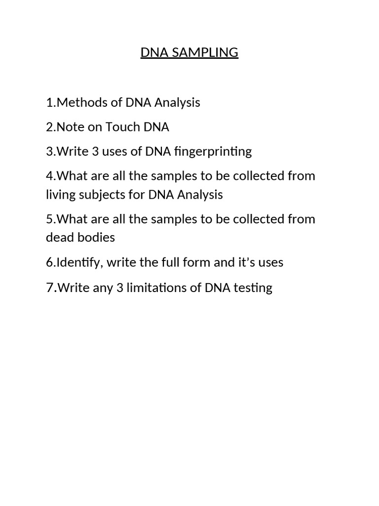 Dna Sampling | PDF