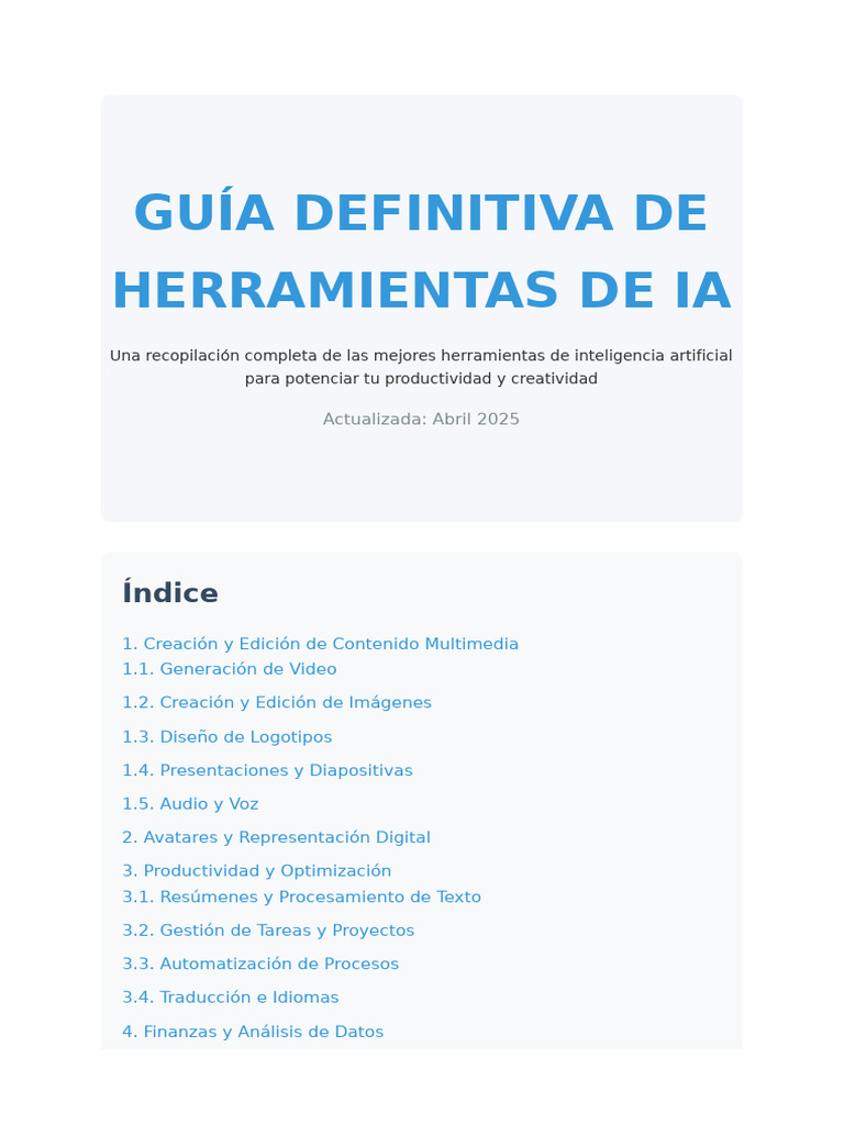 Guía Completa de Herramientas de IA | PDF | Inteligencia artificial ...