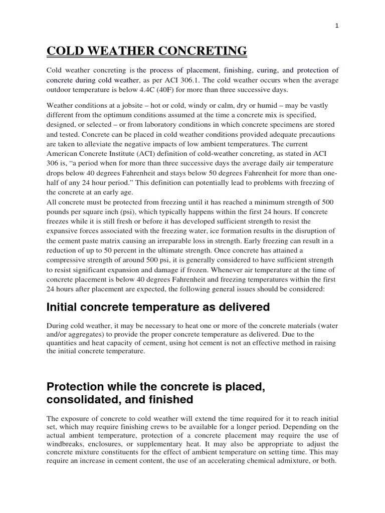 Cold Weather Concreting Guidelines | PDF | Concrete | Mechanical ...
