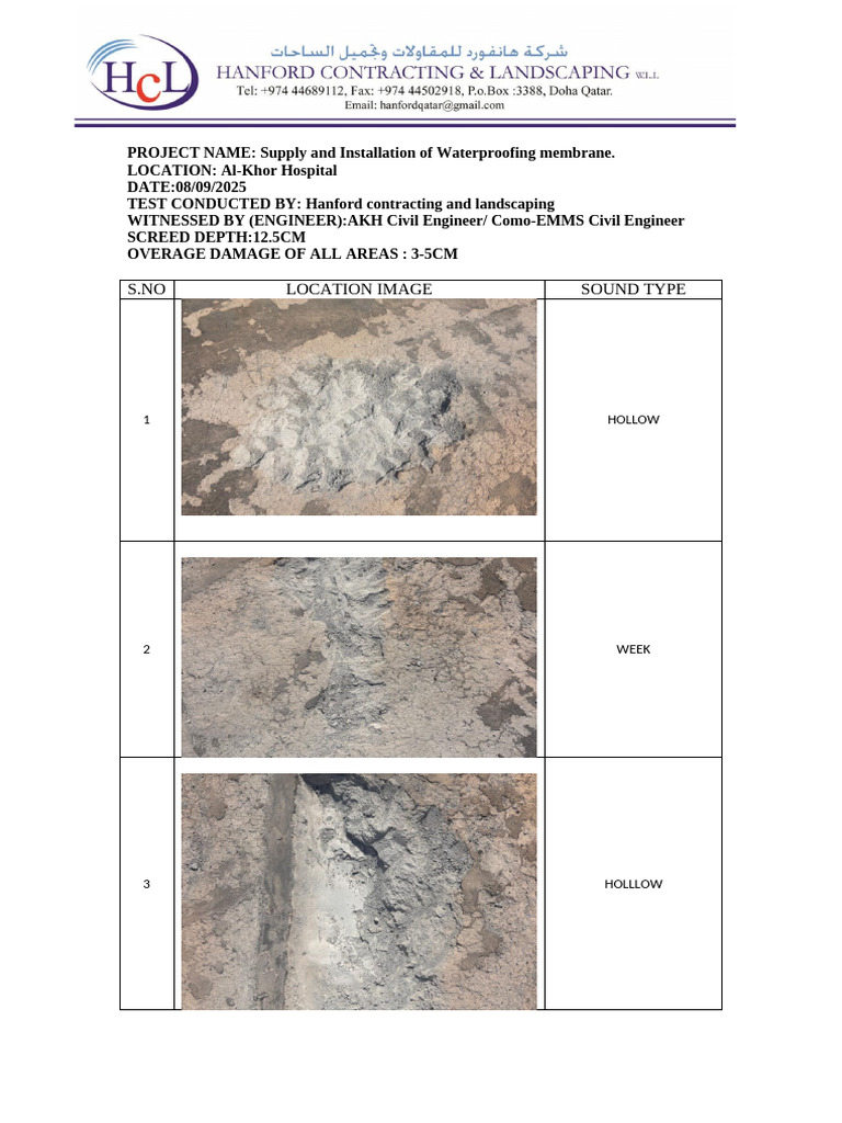 Waterproofing Membrane Installation Report | PDF