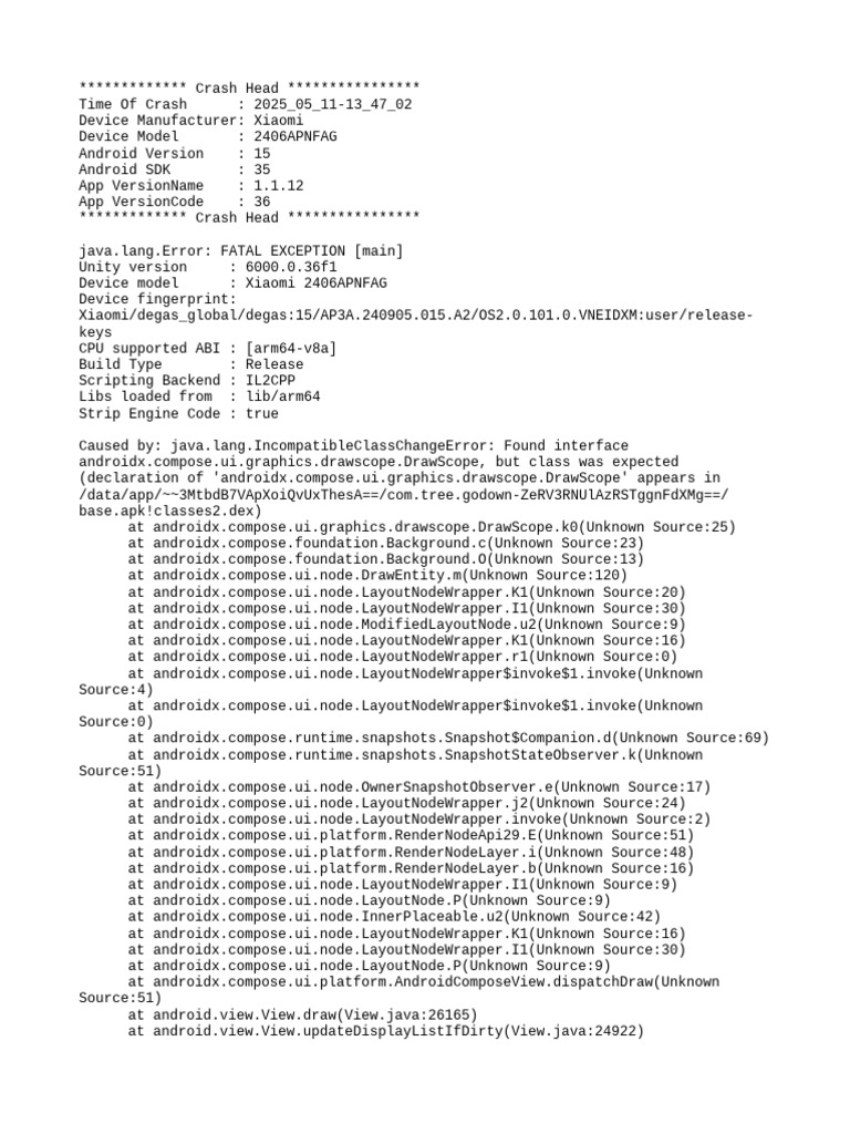 Xiaomi Crash Report: Incompatible Class Error | PDF | Software ...