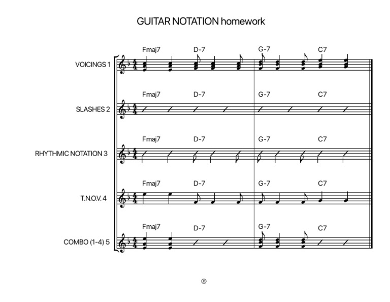 Guitar Notation Homework Guide | PDF
