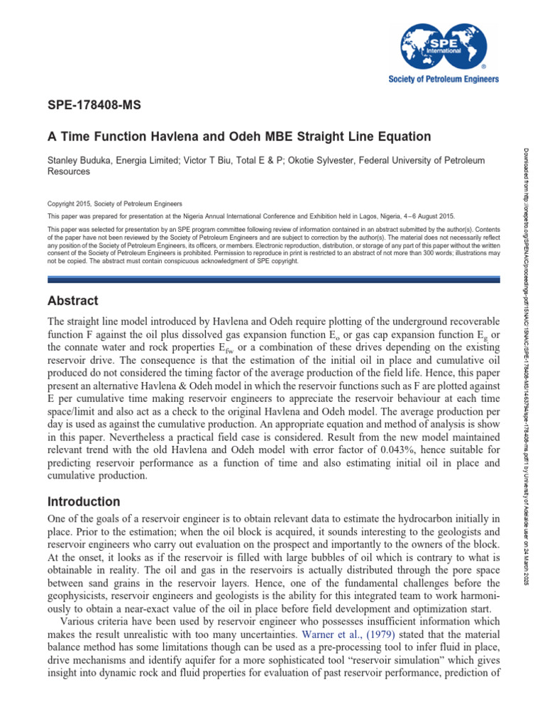 Time Function Model for Reservoir Analysis | PDF | Petroleum Reservoir ...