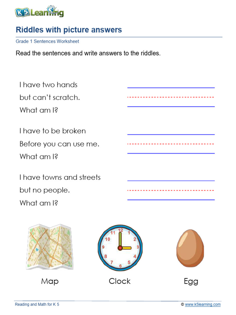 K-5 Riddles and Answers Worksheet | PDF