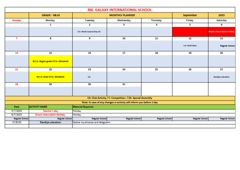 Monthly Planner September - XLSX - Grade9&10.1756557884 | PDF