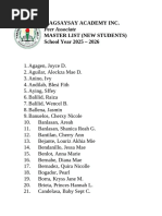 2025-2026 Class List for Boys and Girls | PDF