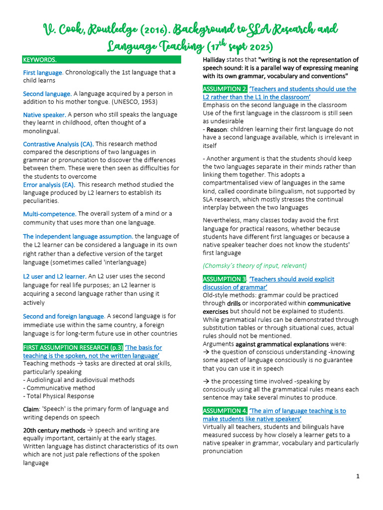 Overview of SLA Research Methods | PDF | Second Language | Second ...