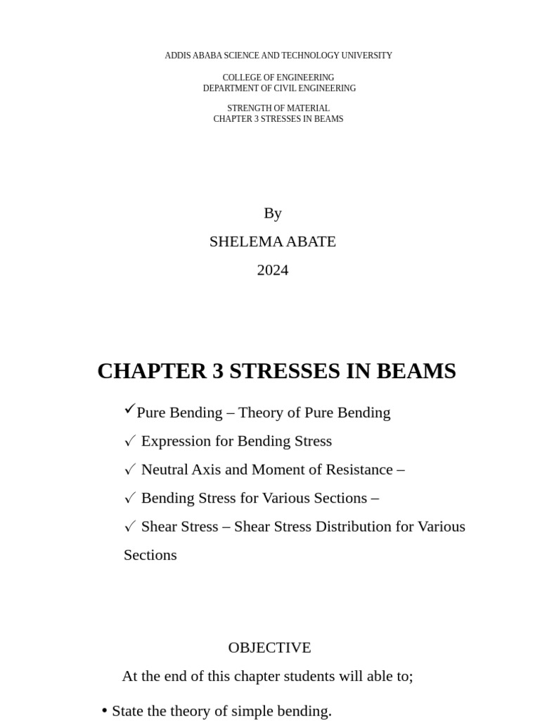 Chapter 3 Stressess in Beam Final | PDF | Bending | Beam (Structure)
