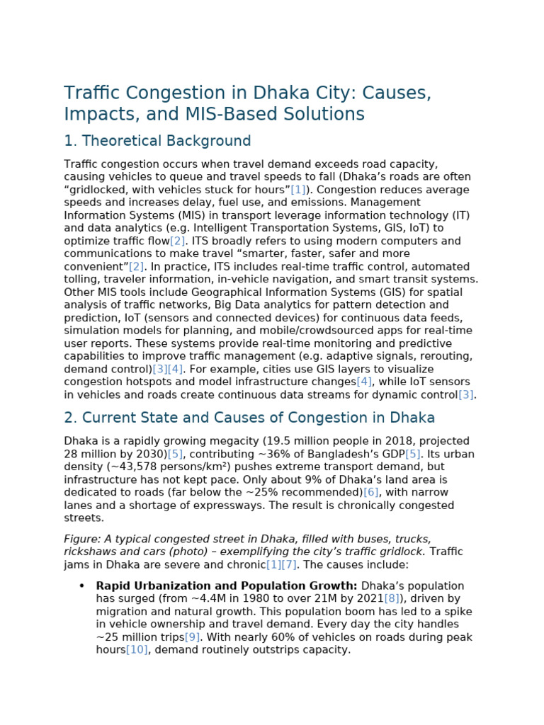 Traffic Congestion Solutions for Dhaka | PDF | Traffic Congestion ...