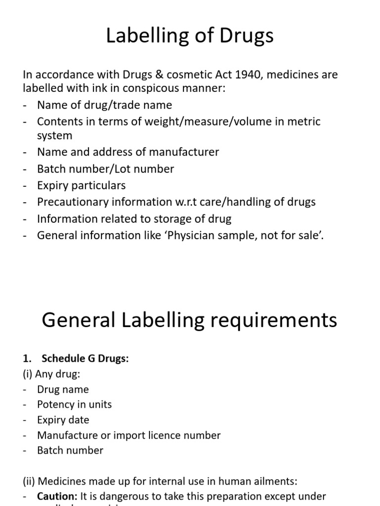 Labelling Requirements for Drugs | PDF | Drugs | Prescription Drugs