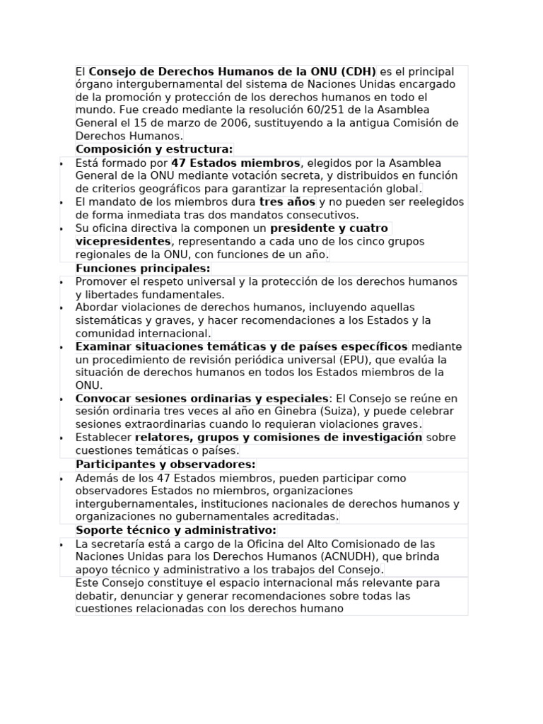 Consejo de Derechos Humanos de la ONU | PDF