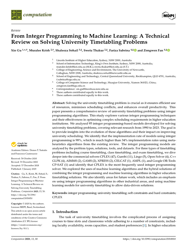 Computation 13 00010 v2 | PDF | Linear Programming