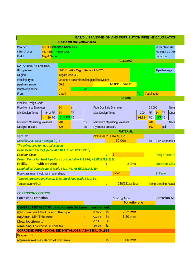 Gas Pipeline Calculation Report | PDF | Pipe (Fluid Conveyance ...