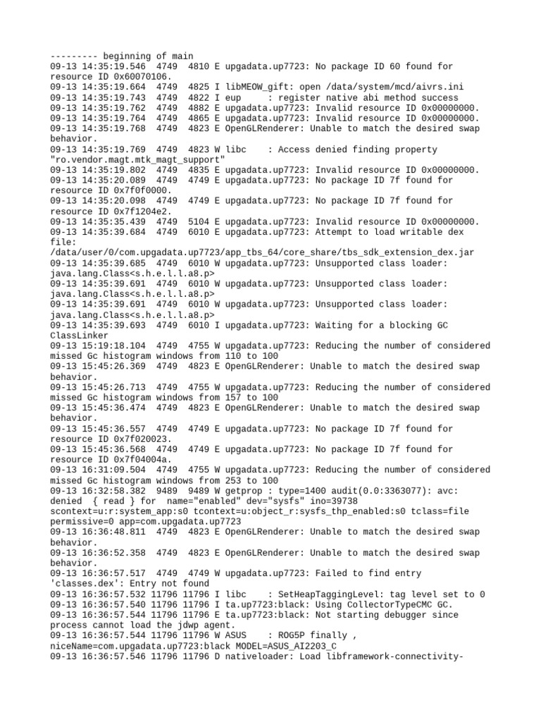 Android App Error Log Analysis | PDF | Computer File | Computing