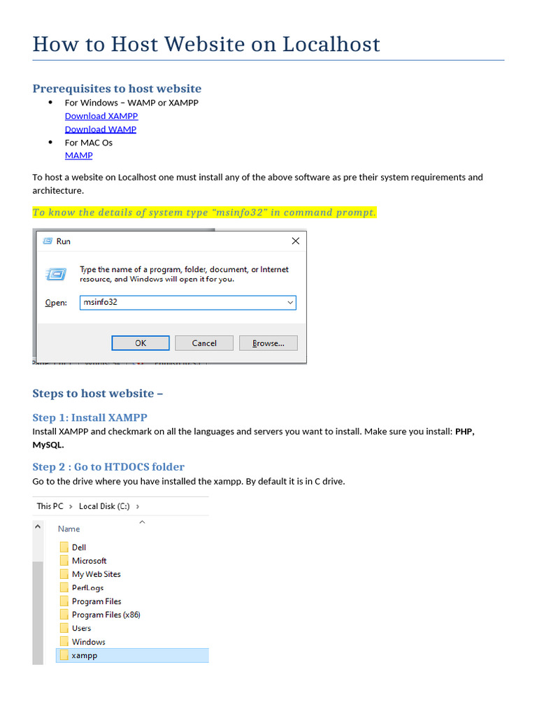 Hosting a Website with XAMPP Guide | PDF