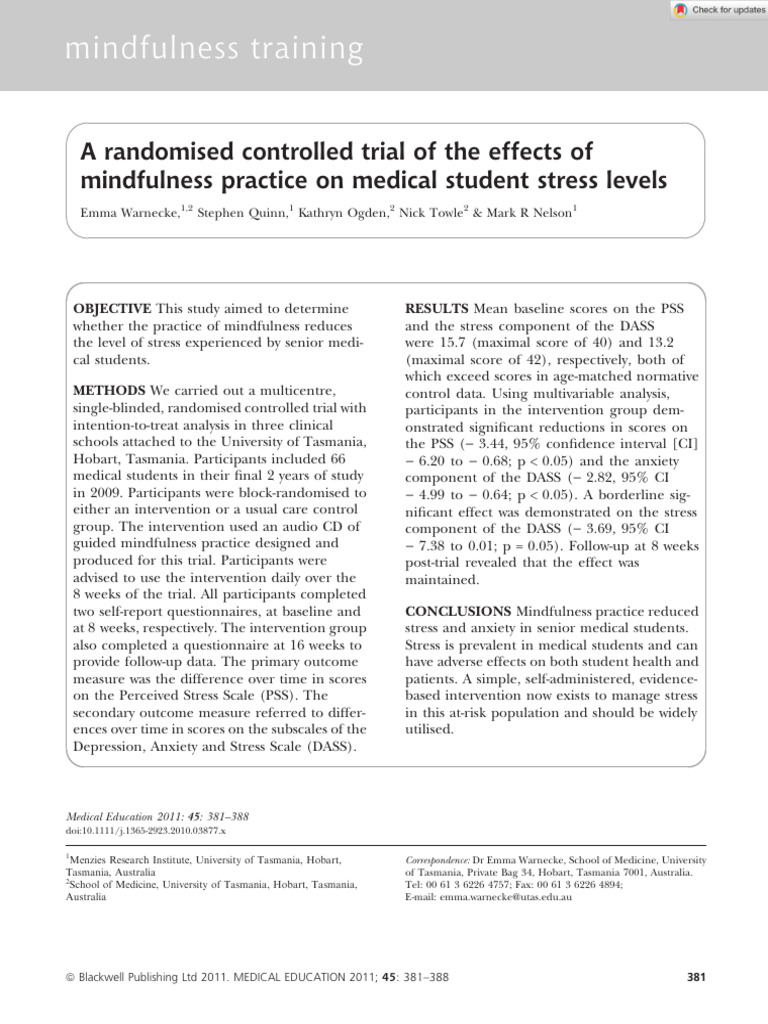 A Randomised Controlled Trial of The Effects of | PDF | Medicine ...