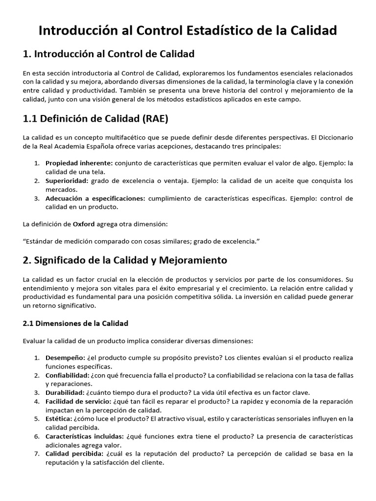 TEMA 0 Introducción Al Control Estadístico de La Calidad | PDF ...