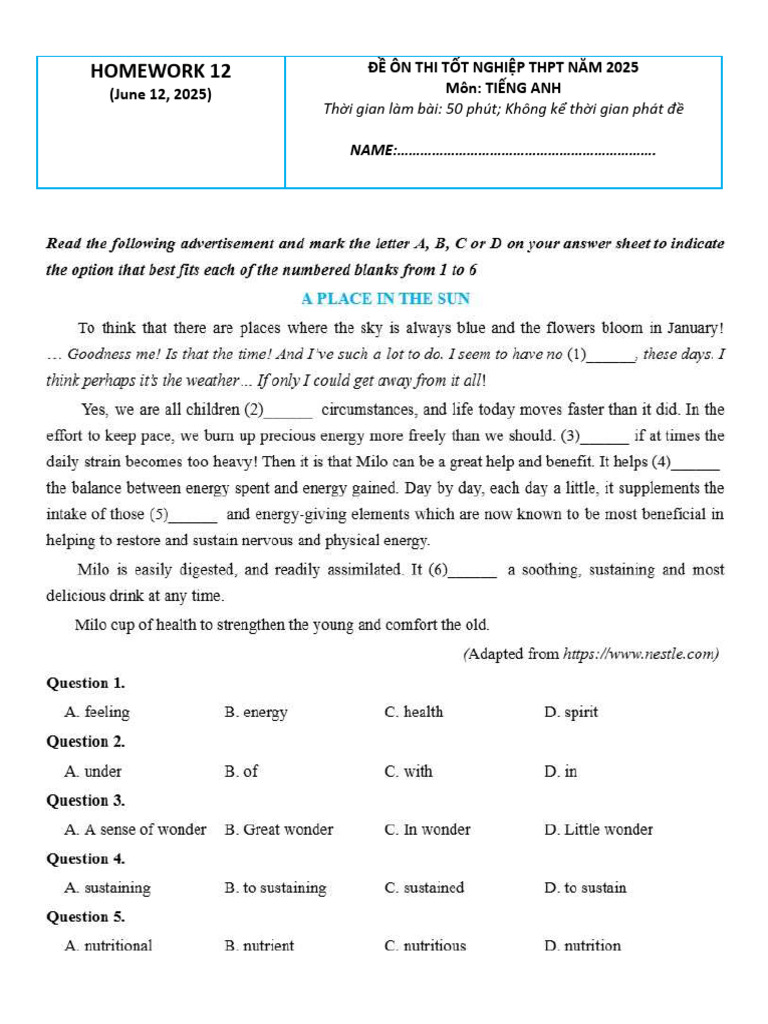 HW 12 No Key | PDF