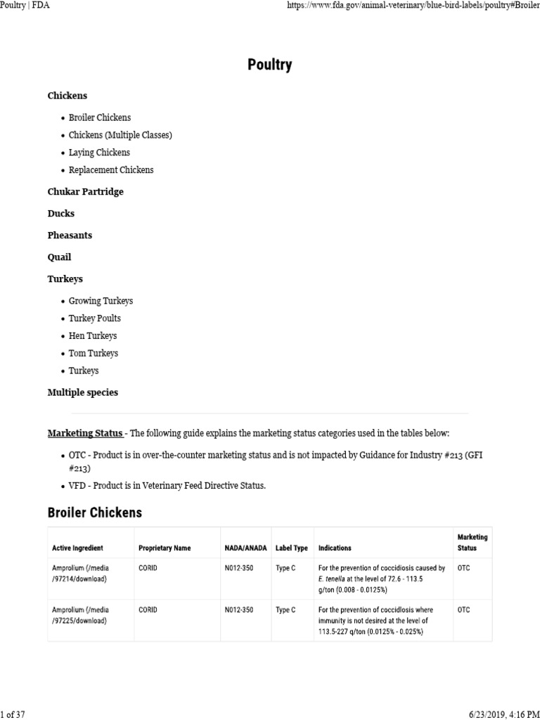 Poultry Types and Marketing Status Guide | PDF | Chicken | Poultry
