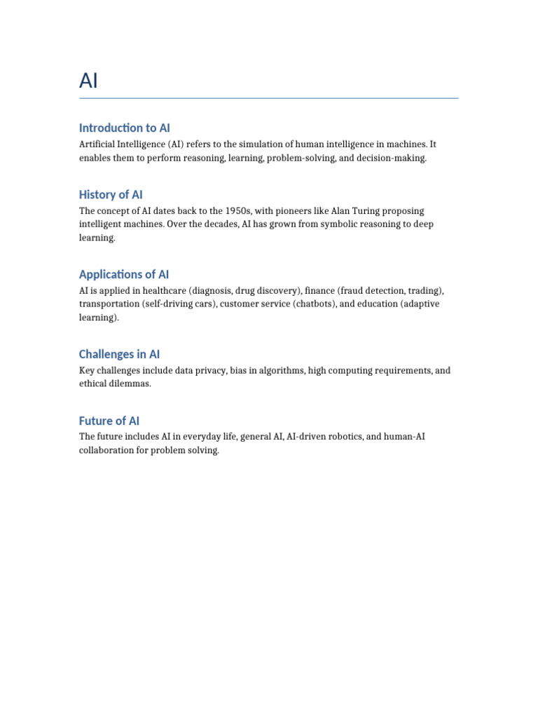 Overview of Artificial Intelligence | PDF