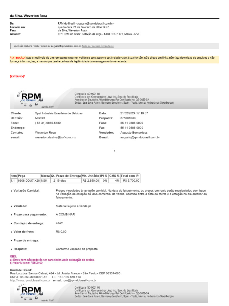 Rolamento 6308 DDU7 X28 Forno EPC | PDF