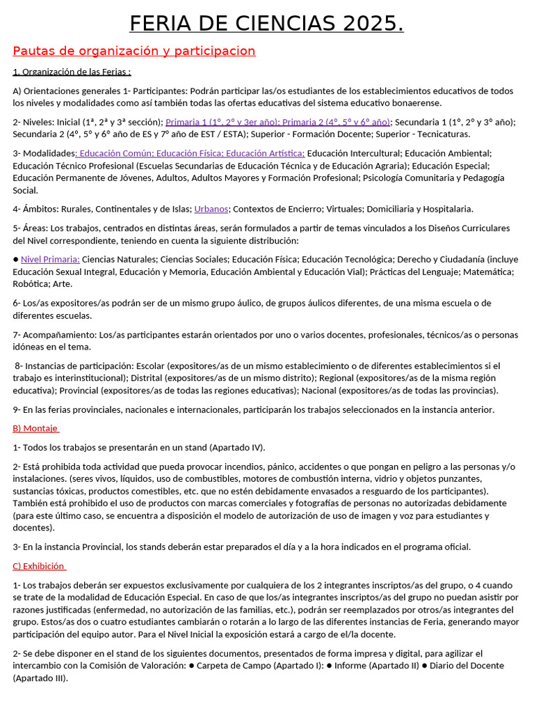 Pautas para la Feria de Ciencias 2025 | PDF | Maestros | Enseñando