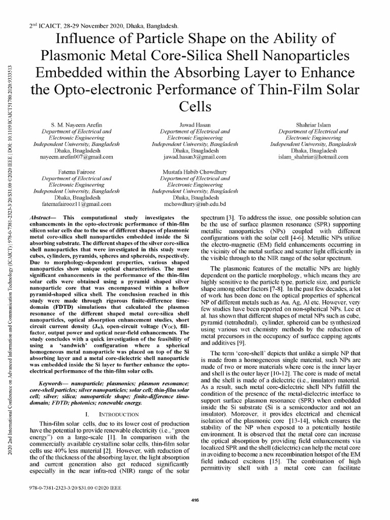 Icaict51780 2020 9333513 | PDF | Surface Plasmon Resonance | Plasmon