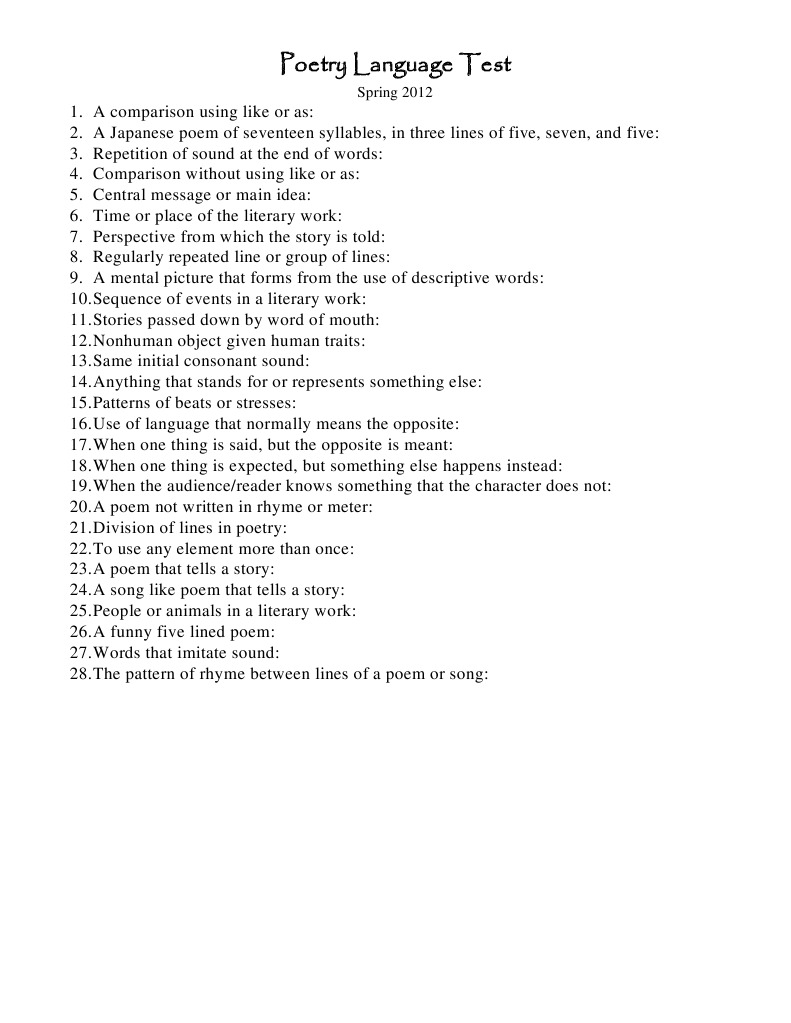 Poetry Language - Student | PDF | Language Arts & Discipline
