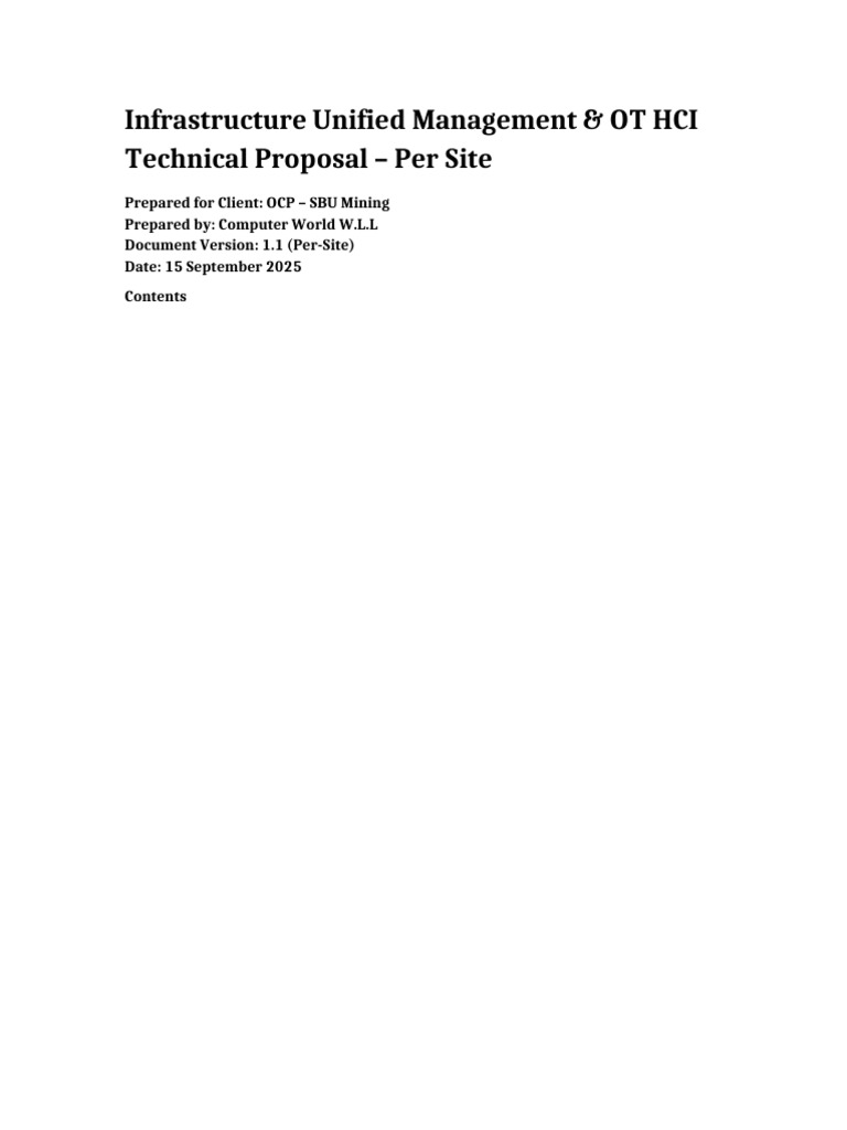 Unified OT HCI Proposal PerSite VA11 | PDF | Firewall (Computing ...
