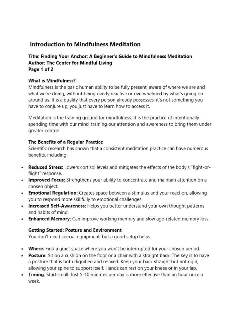 Beginner's Guide to Mindfulness Meditation | PDF | Cryptocurrency | Bitcoin