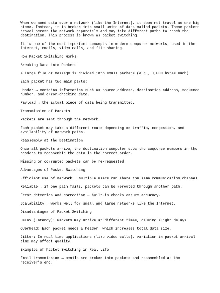 Understanding Packet Switching in Networks | PDF