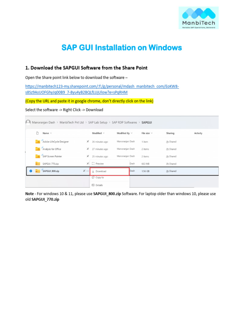 SAP GUI 800 Installation Guide for Windows | PDF