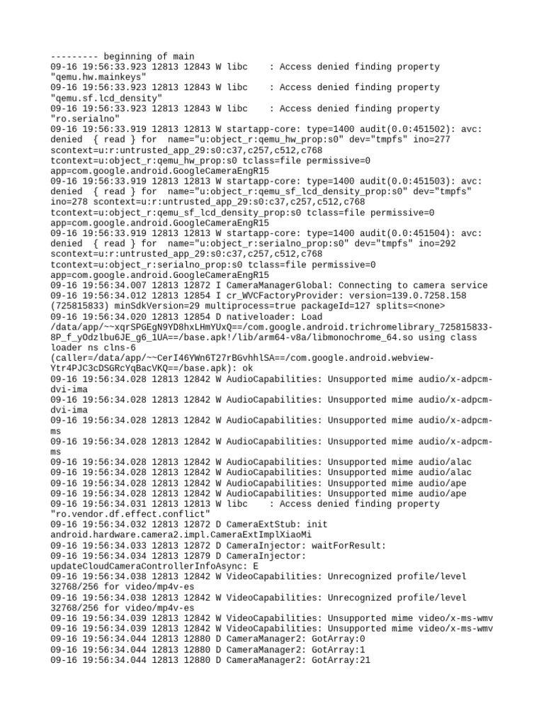 Android Camera Access Denied Logs | PDF | Computer Programming | Software