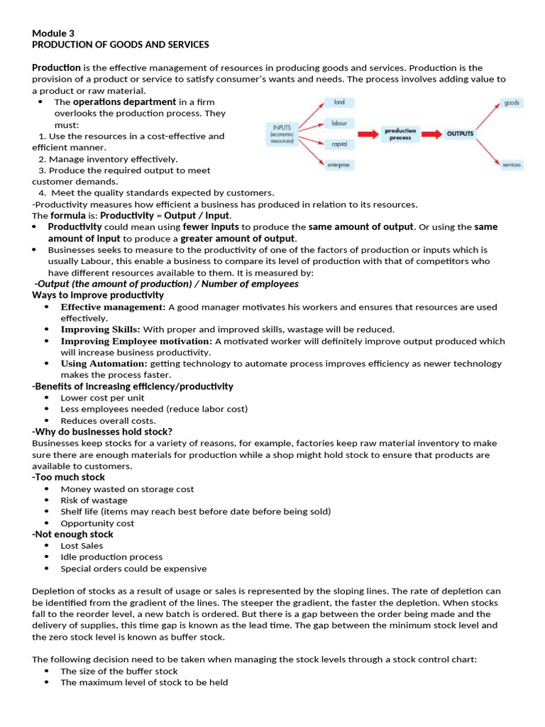 1 Module 3 Production of Goods and Services | PDF | Inventory | Factors ...