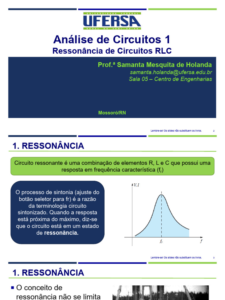 Ressonância em Circuitos RLC: Análise e Projetos | PDF | Rede elétrica ...