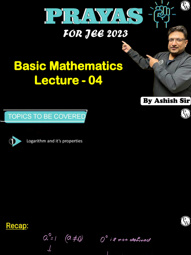 FOR JEE 2023: Basic Mathematics Lecture - 0 | PDF