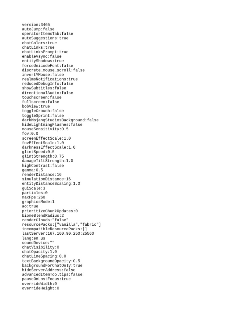 Minecraft Configuration Settings Guide | PDF