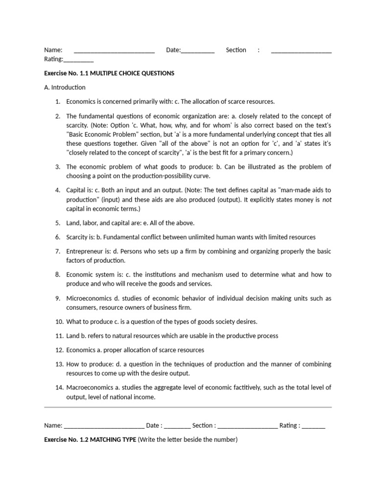 Microeconomics Chapter 1 Q&A Guide | PDF | Economics | Microeconomics