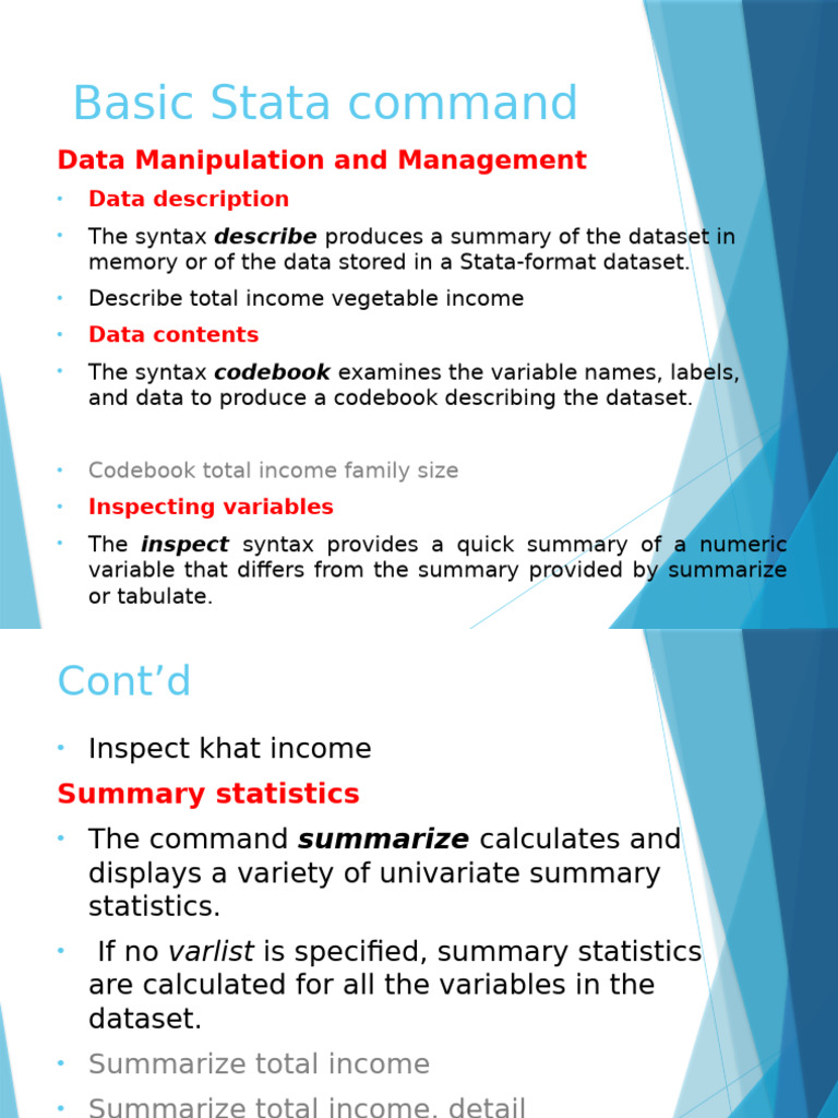 Stata Command For Econometrics | PDF | Student's T Test | Statistical ...