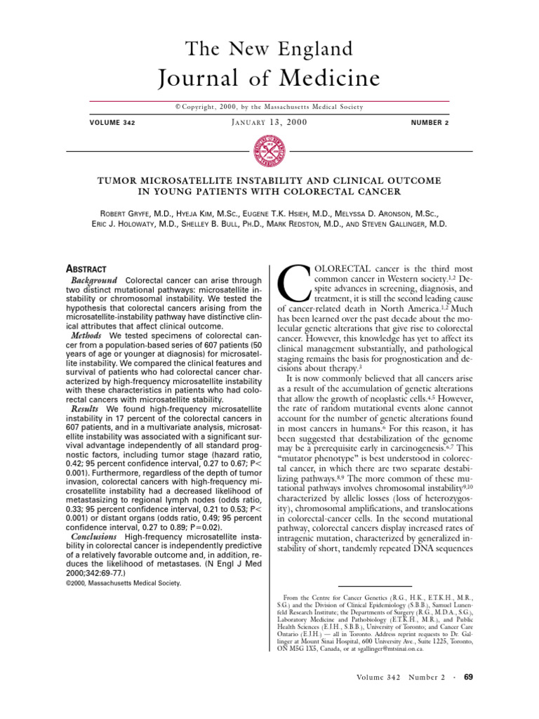 The New England Journal of Medicine | PDF | Colorectal Cancer | Cancer