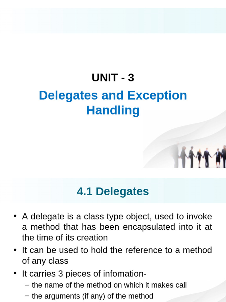 Delegates and Exception Handling in C# | PDF | Method (Computer ...