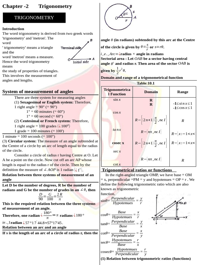 Chapher - 1 Trigonometry Nda For Book 290-06-2025 | PDF | Trigonometry ...