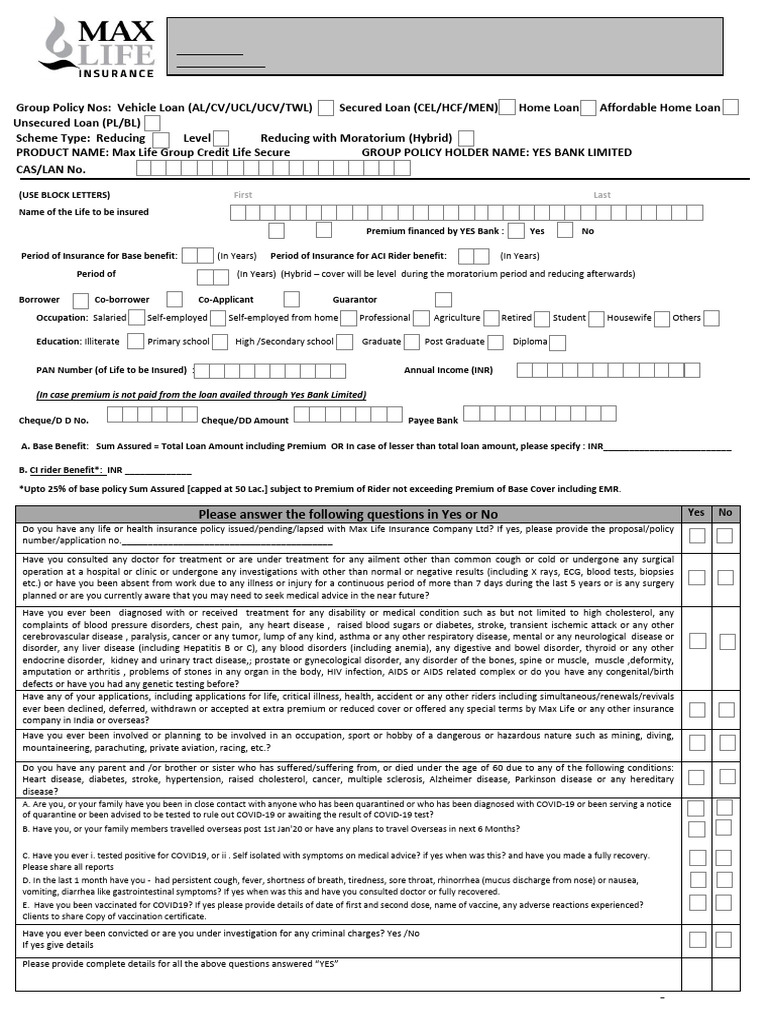 PL GCL Secure Application Form | PDF | Insurance | Life Insurance
