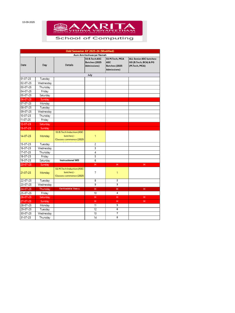 ASC Academic Calendar 2025 | PDF | Academic Term | Religious Festivals